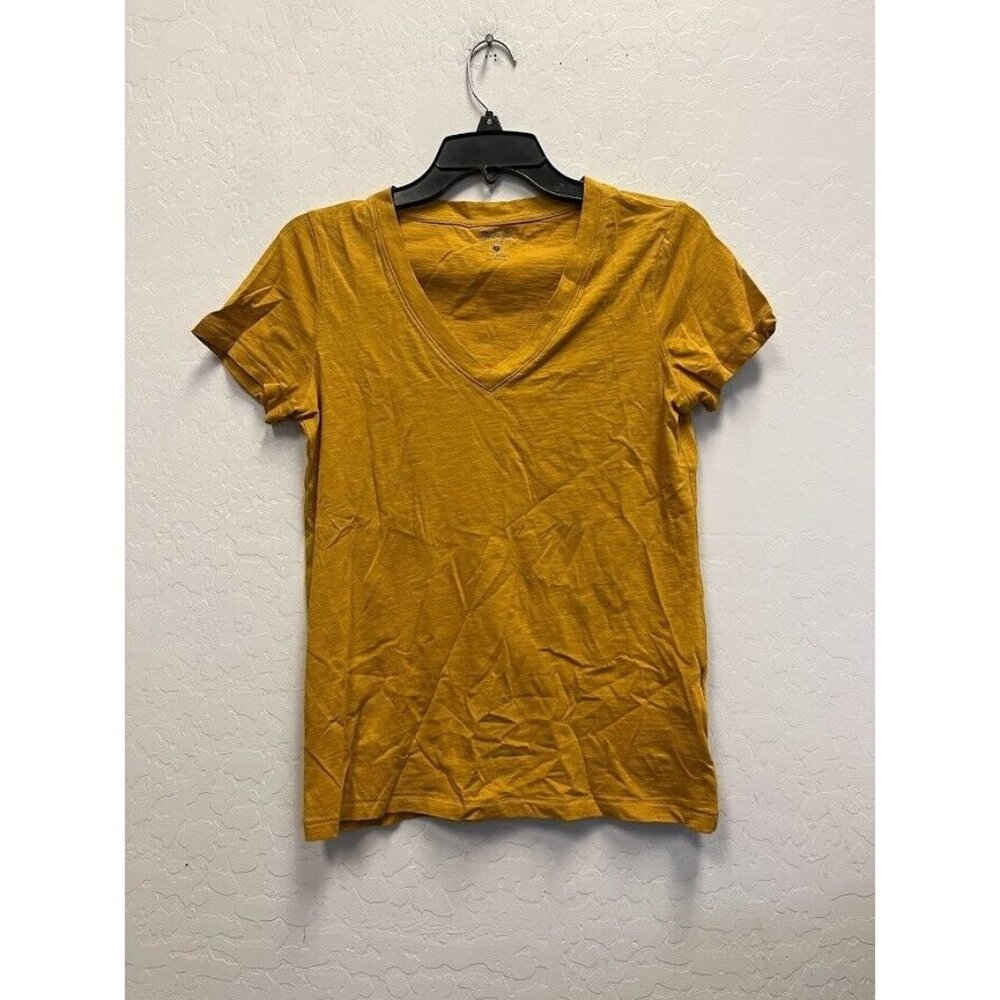 MADEWELL Women's Yellow Whisper Cotton V-Neck Tee XXSmall MB722 ($19.50)